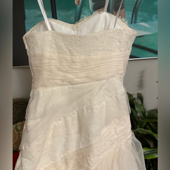 BCBGMAXAZRIA Women's Lace Tulle Cocktail Dress White Size -10 main image 1